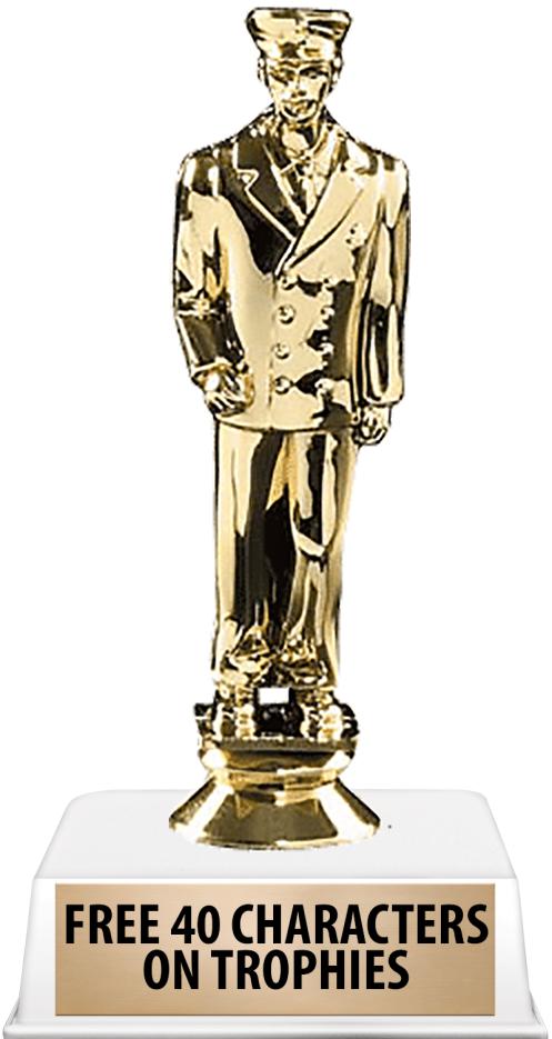 6"TROPHY ON WHITE CONTEMP BASE