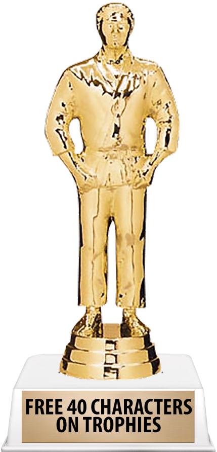 6"TROPHY ON WHITE CONTEMP BASE