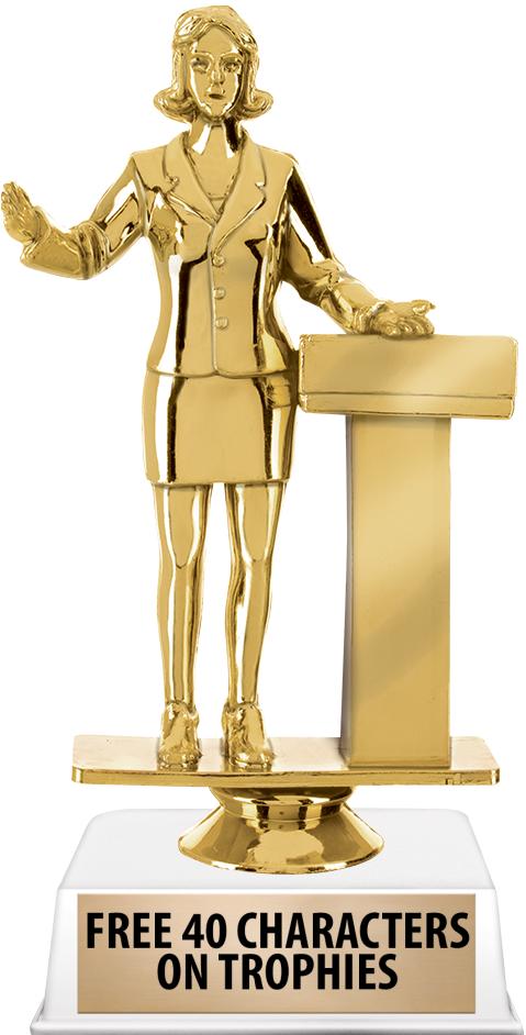 6"TROPHY ON WHITE CONTEMP BASE