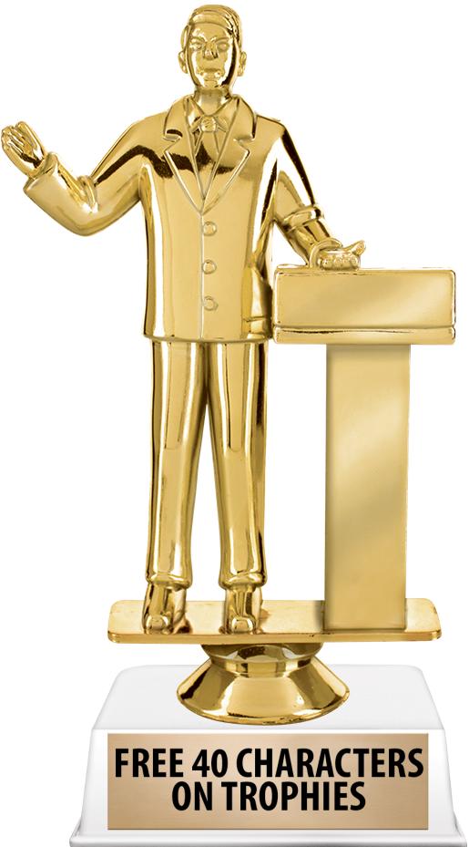 6"TROPHY ON WHITE CONTEMP BASE