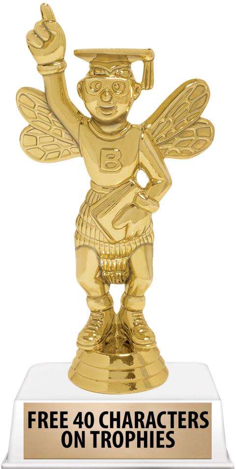 6"TROPHY ON WHITE CONTEMP BASE