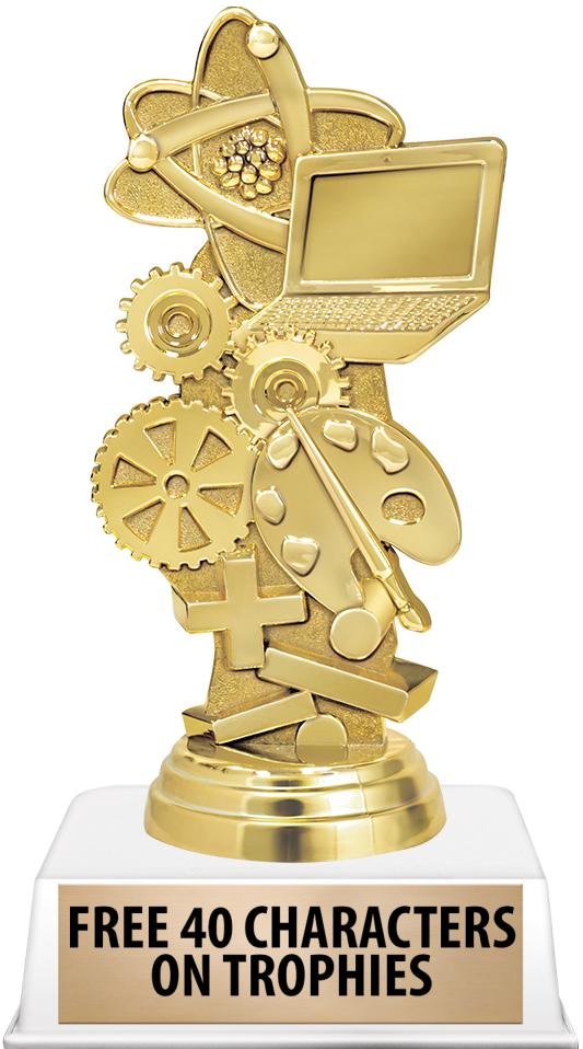 6"TROPHY ON WHITE CONTEMP BASE