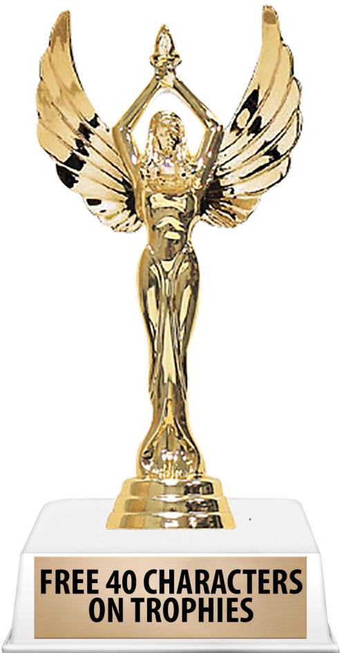 6"TROPHY ON WHITE CONTEMP BASE