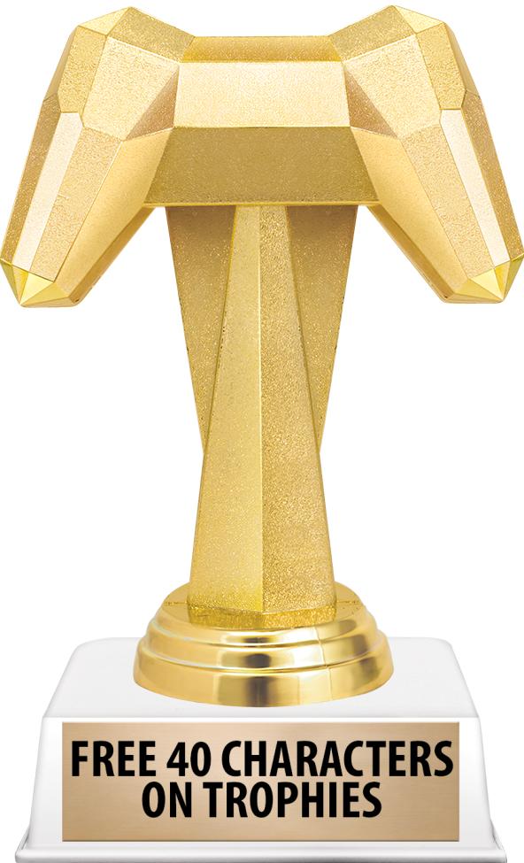 6"TROPHY ON WHITE CONTEMP BASE