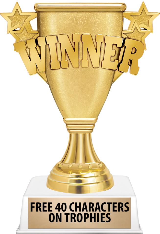 6"TROPHY ON WHITE CONTEMP BASE