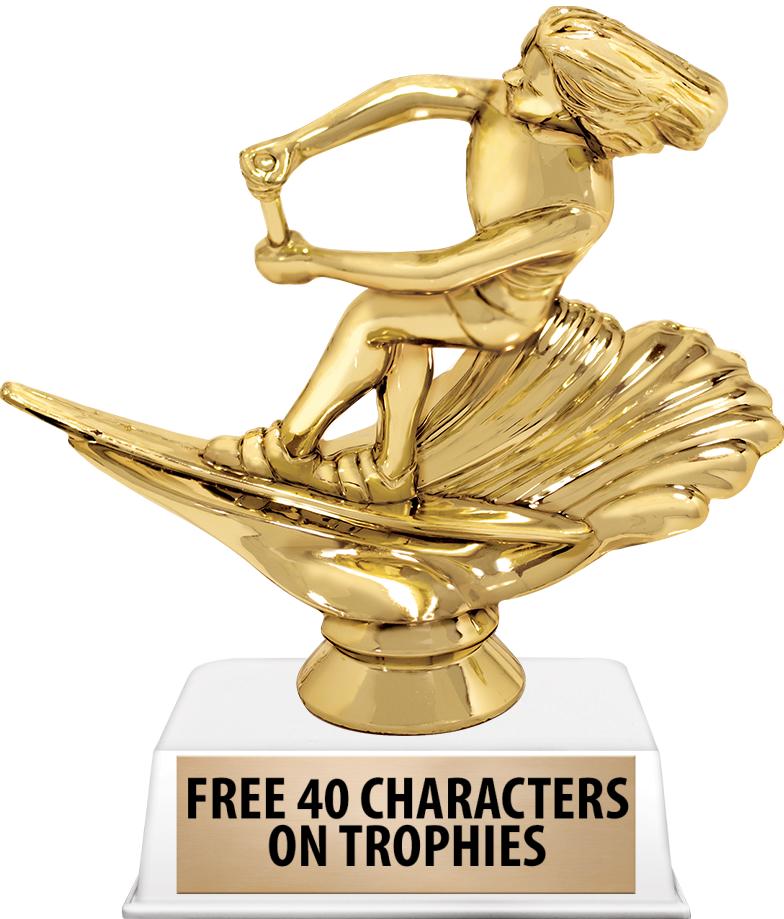 6"TROPHY ON WHITE CONTEMP BASE