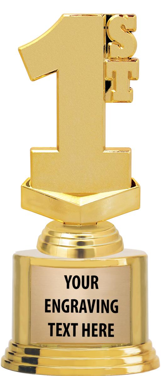 7" TROPHY ON ROUND GOLD BASE