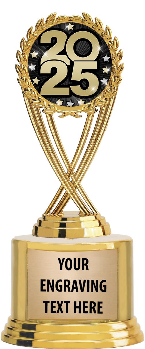 7" TROPHY ON ROUND GOLD BASE