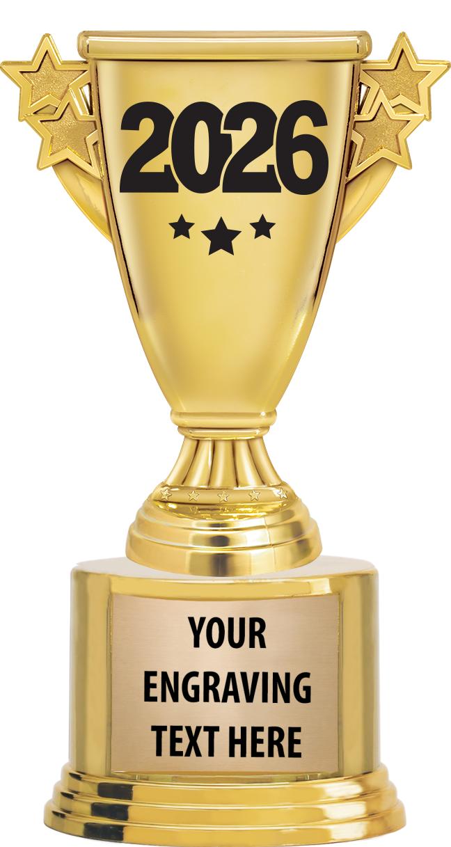 7" TROPHY ON ROUND GOLD BASE