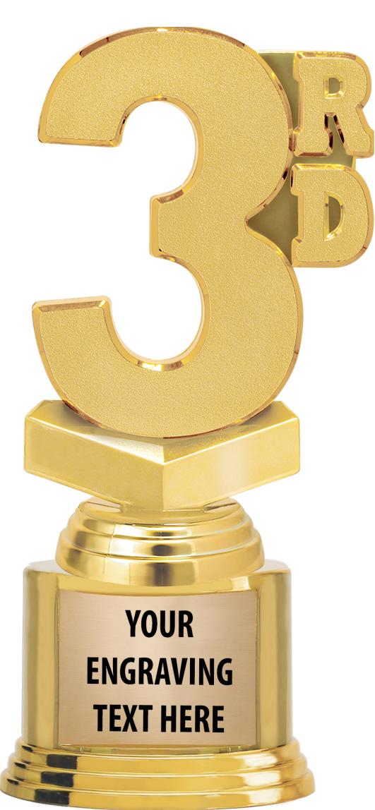 7" TROPHY ON ROUND GOLD BASE