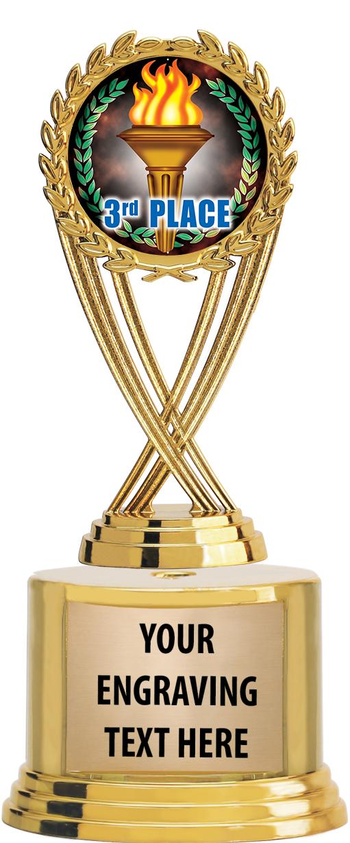 7" TROPHY ON ROUND GOLD BASE