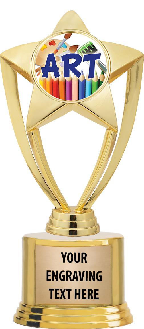 7" TROPHY ON ROUND GOLD BASE