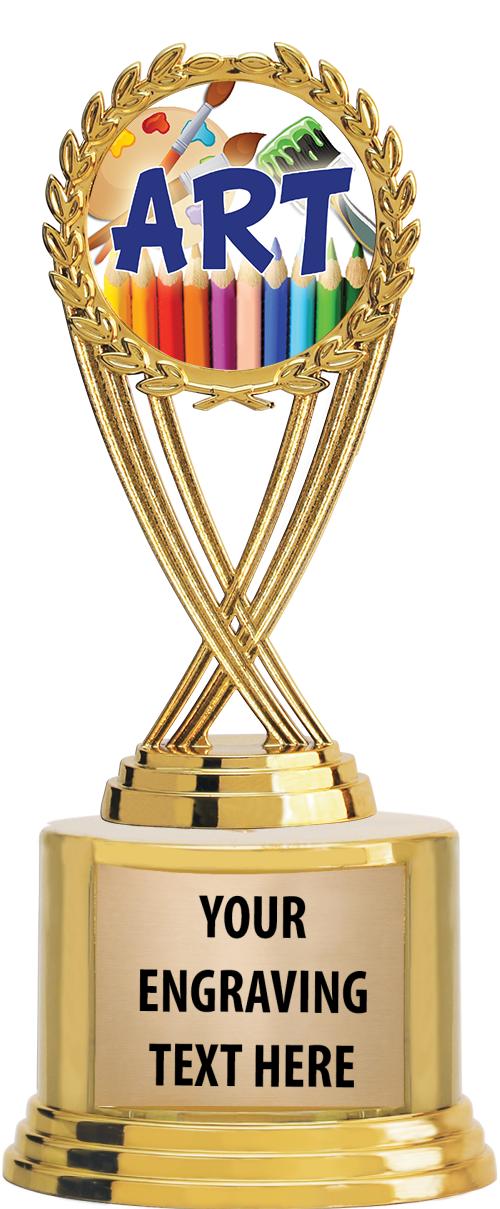 7" TROPHY ON ROUND GOLD BASE