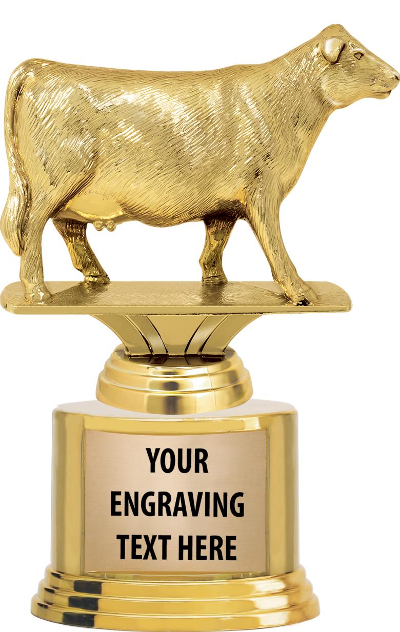 7" TROPHY ON ROUND GOLD BASE