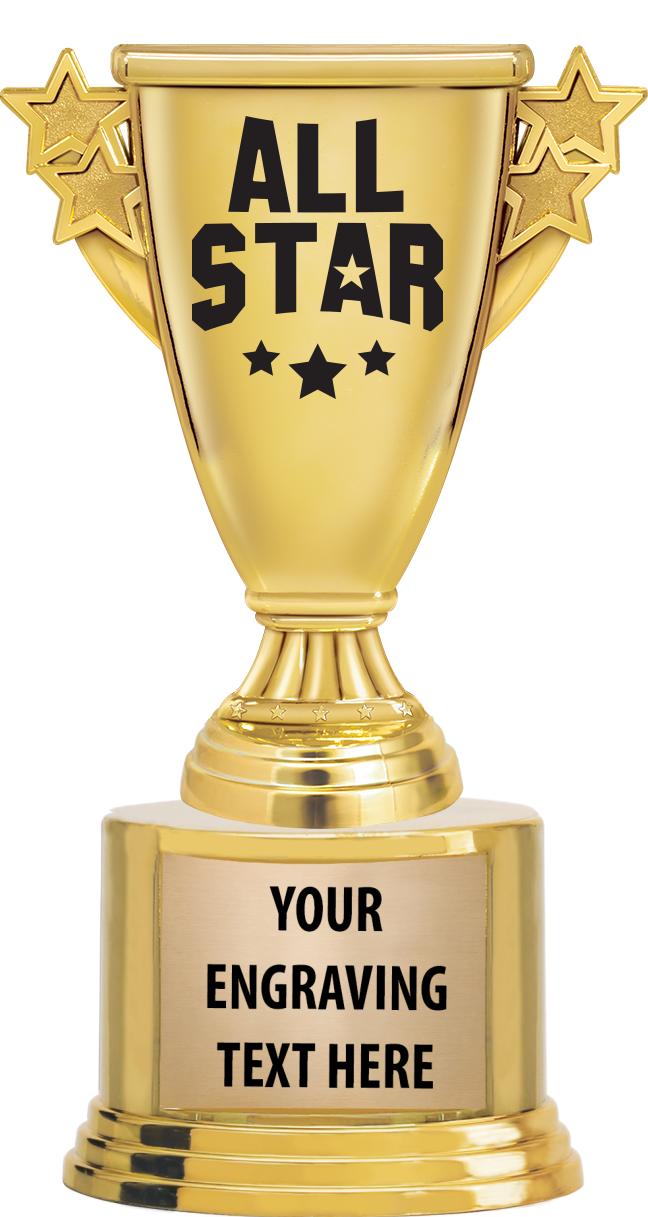 7" TROPHY ON ROUND GOLD BASE