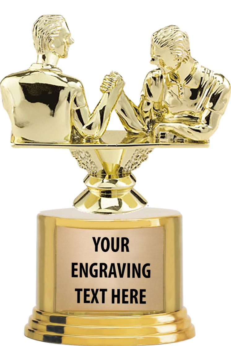 7" TROPHY ON ROUND GOLD BASE