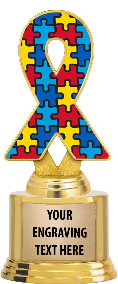 7" TROPHY ON ROUND GOLD BASE