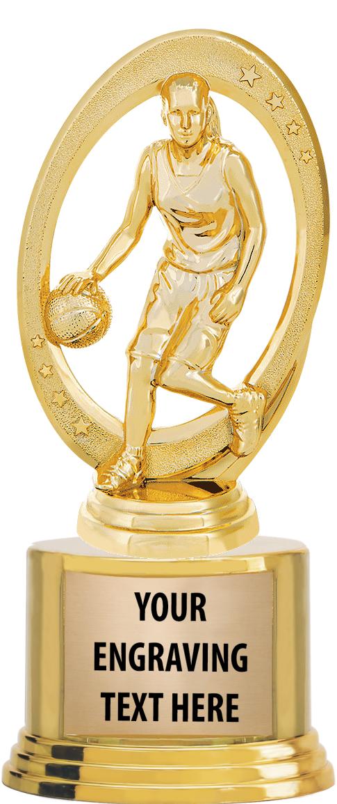 7" TROPHY ON ROUND GOLD BASE