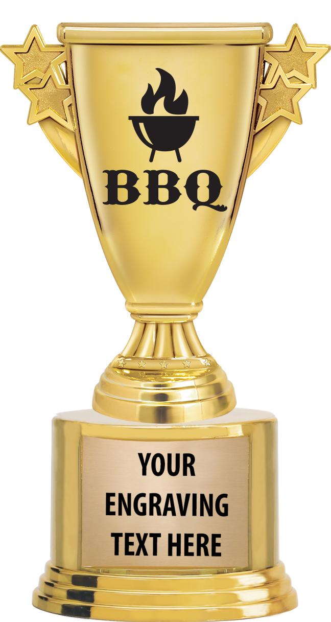 7" TROPHY ON ROUND GOLD BASE