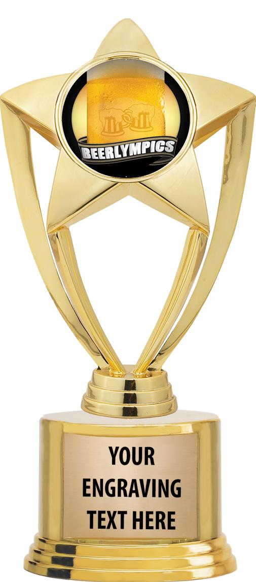 7" TROPHY ON ROUND GOLD BASE