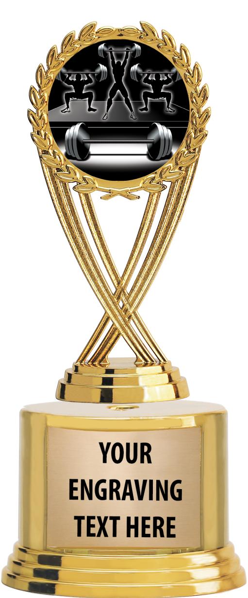 7" TROPHY ON ROUND GOLD BASE