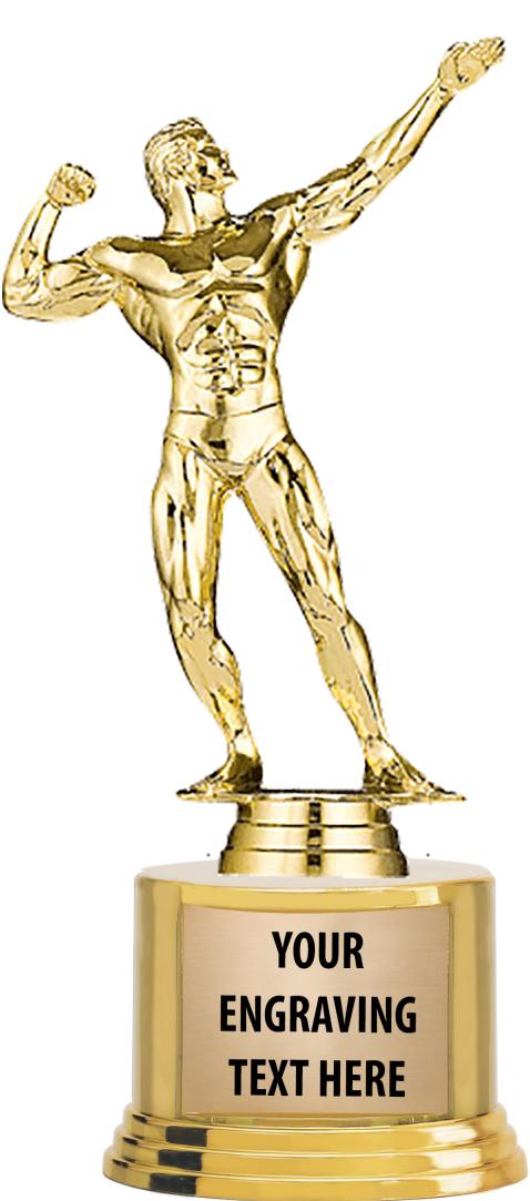 7" TROPHY ON ROUND GOLD BASE