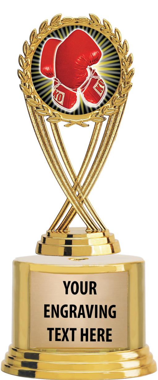 7" TROPHY ON ROUND GOLD BASE