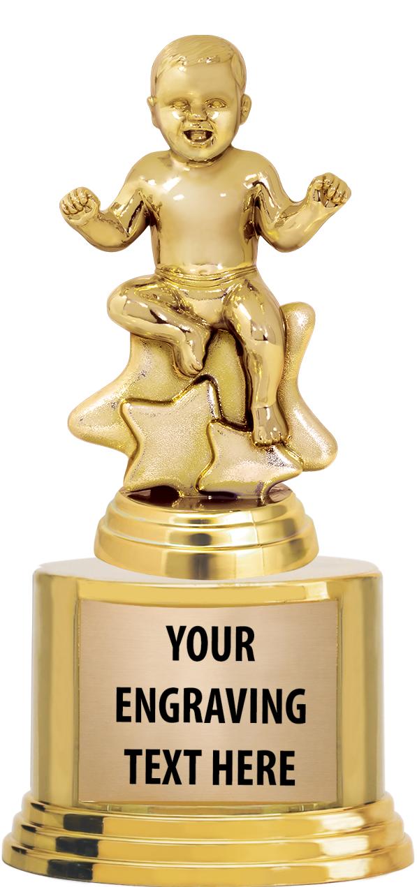 7" TROPHY ON ROUND GOLD BASE