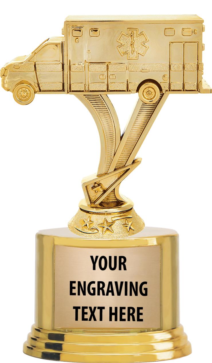 7" TROPHY ON ROUND GOLD BASE