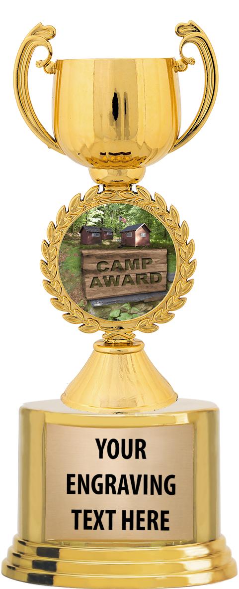7" TROPHY ON ROUND GOLD BASE