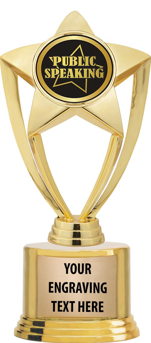 7" TROPHY ON ROUND GOLD BASE