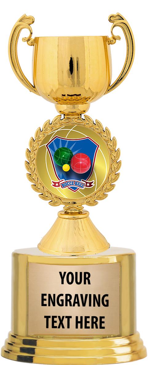 7" TROPHY ON ROUND GOLD BASE