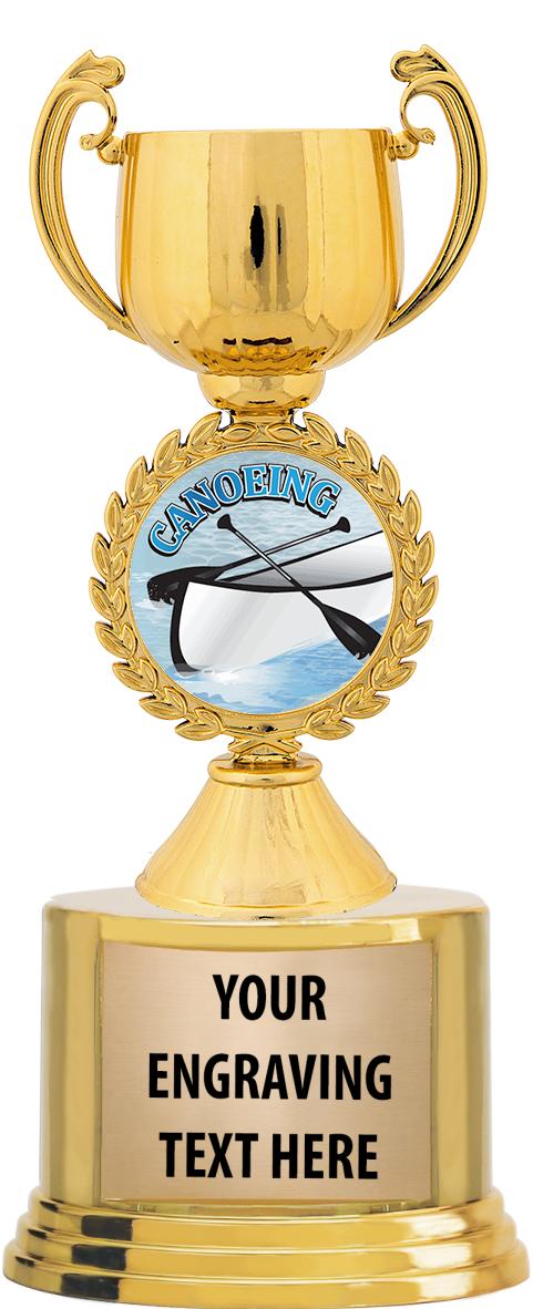 7" TROPHY ON ROUND GOLD BASE