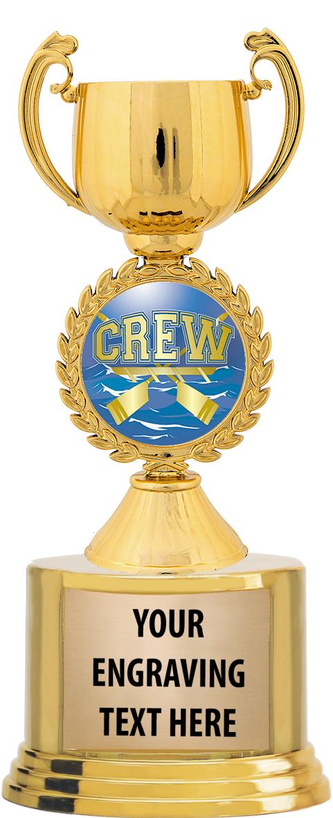 7" TROPHY ON ROUND GOLD BASE