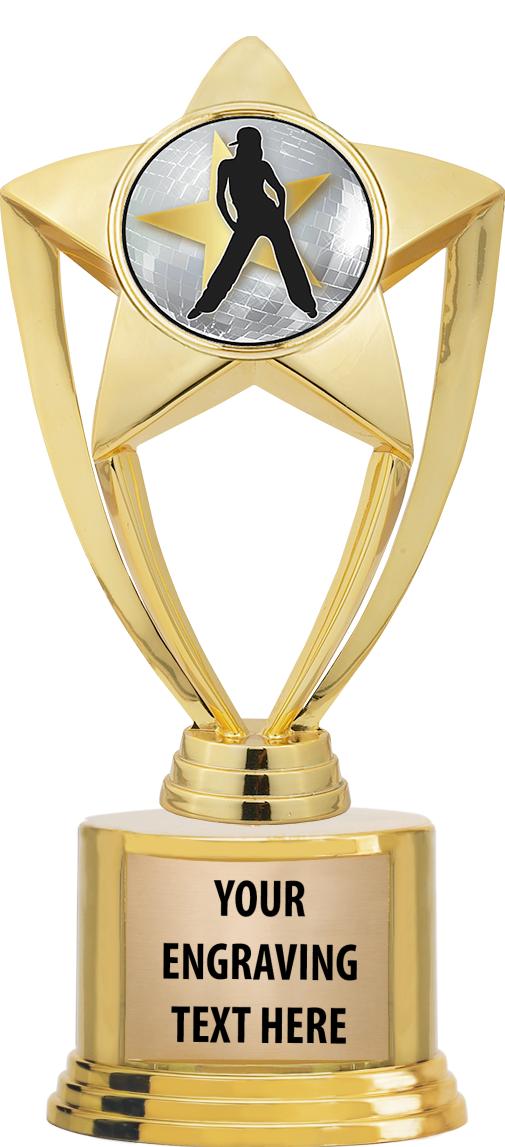 7" TROPHY ON ROUND GOLD BASE