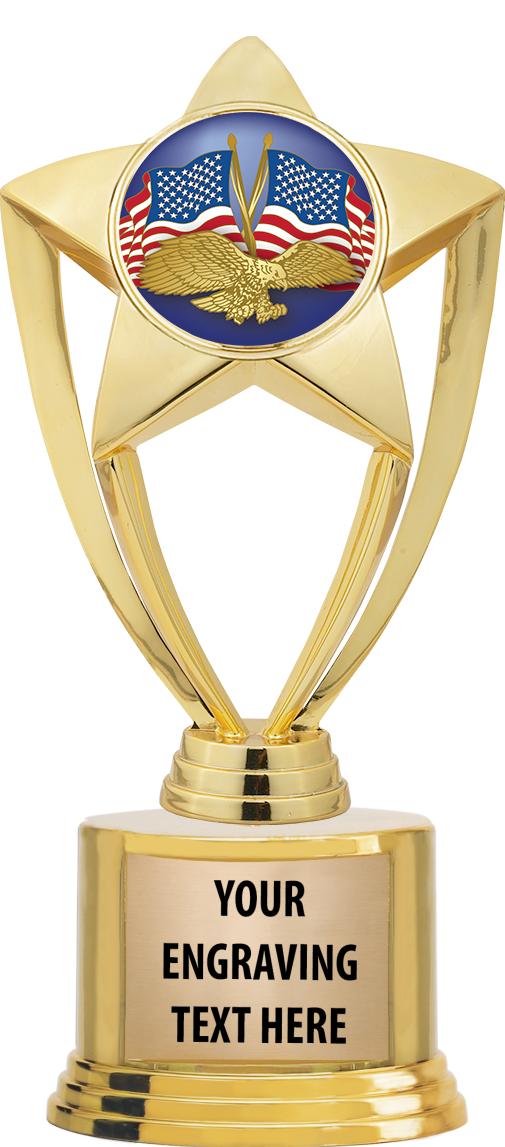7" TROPHY ON ROUND GOLD BASE