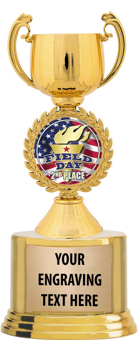7" TROPHY ON ROUND GOLD BASE