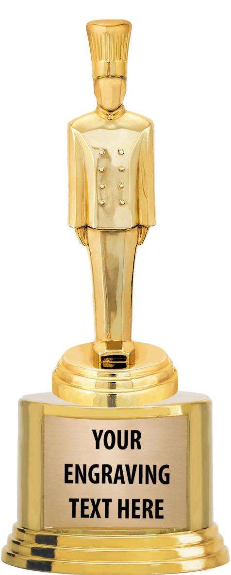 7" TROPHY ON ROUND GOLD BASE