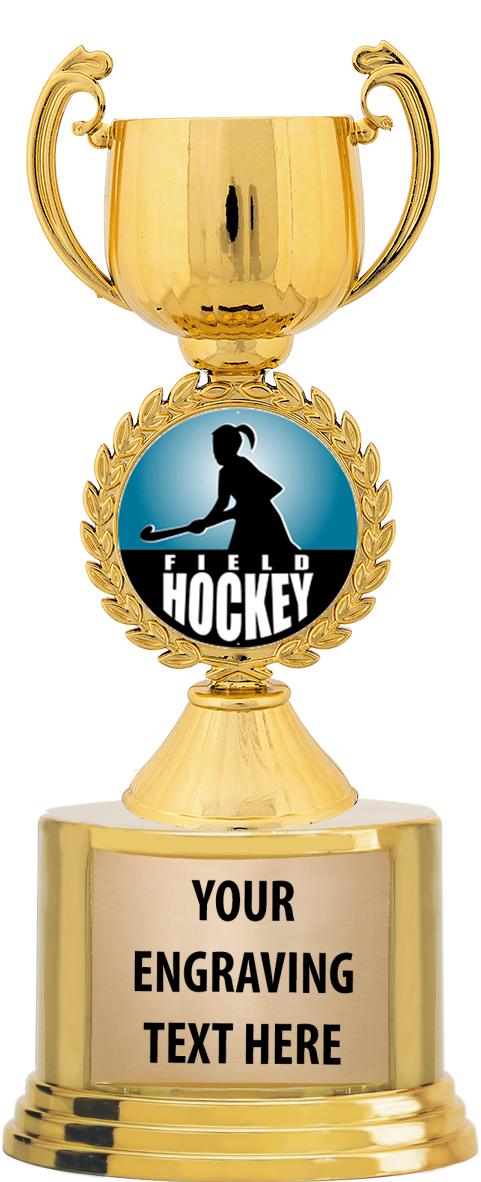 7" TROPHY ON ROUND GOLD BASE
