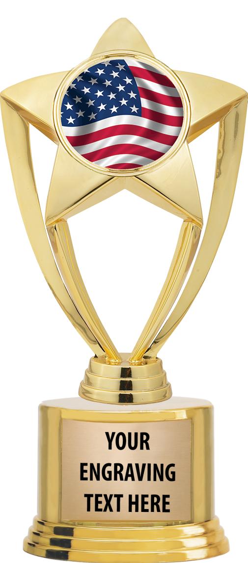 7" TROPHY ON ROUND GOLD BASE