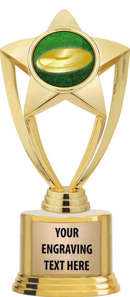 7" TROPHY ON ROUND GOLD BASE