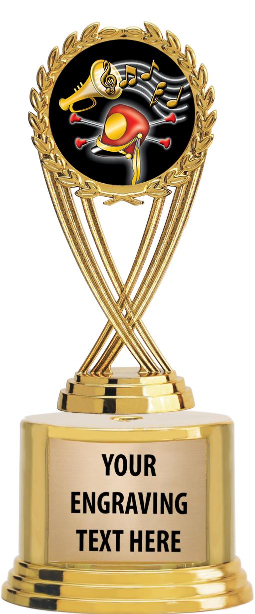 7" TROPHY ON ROUND GOLD BASE