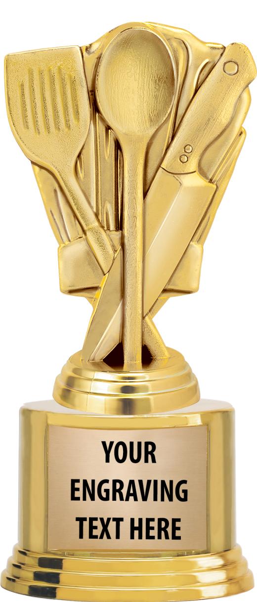 7" TROPHY ON ROUND GOLD BASE