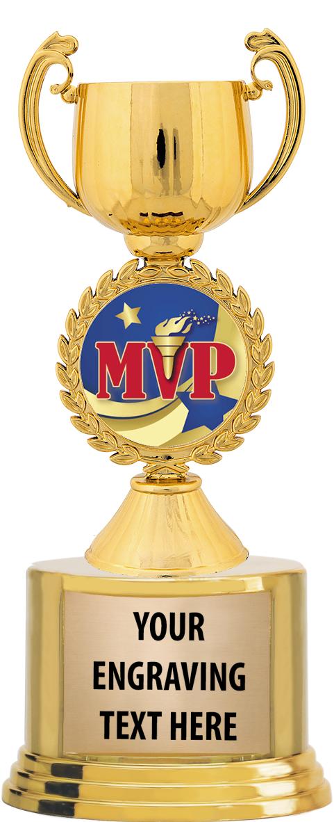 7" TROPHY ON ROUND GOLD BASE