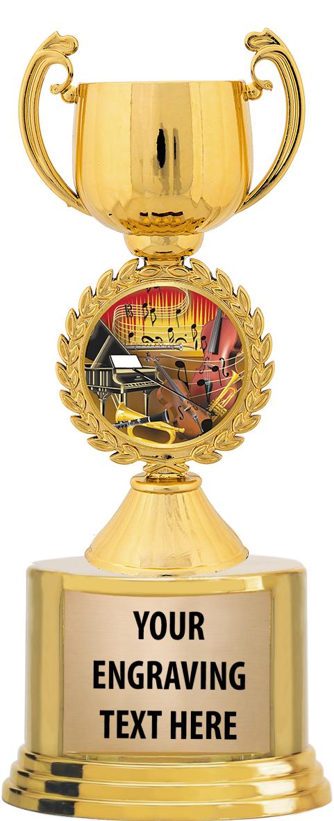 7" TROPHY ON ROUND GOLD BASE