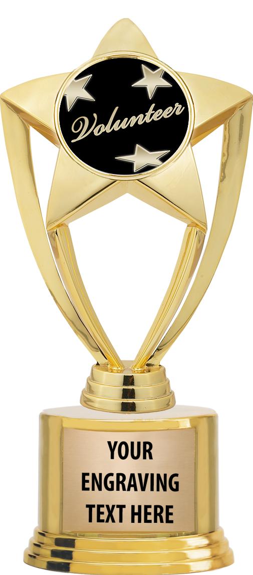 7" TROPHY ON ROUND GOLD BASE