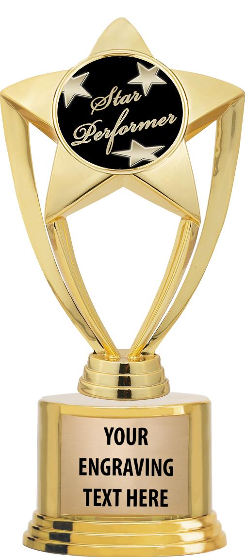 7" TROPHY ON ROUND GOLD BASE