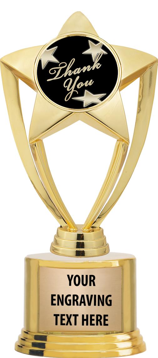 7" TROPHY ON ROUND GOLD BASE