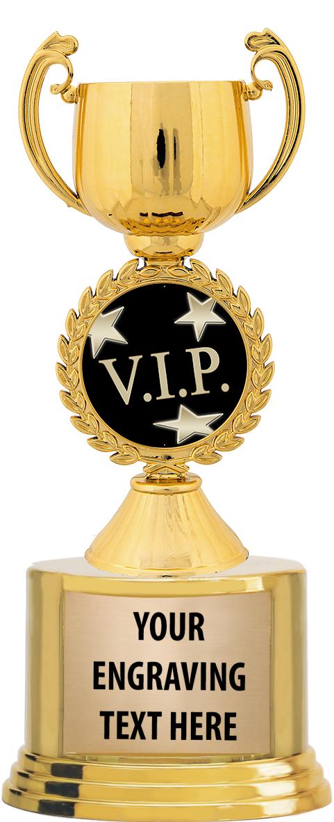 7" TROPHY ON ROUND GOLD BASE