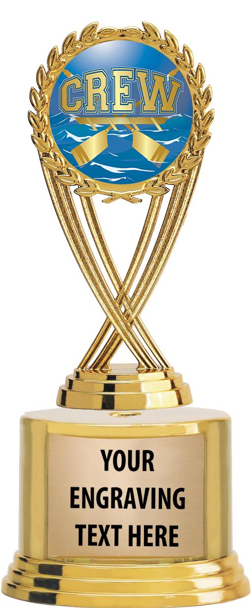 7" TROPHY ON ROUND GOLD BASE